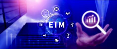 EIM Enterprise information management system, EIM Global Network with Analyzing Technological Data, Efficient Information Management, Network Connection. photo