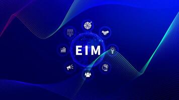 EIM Enterprise information management system, EIM Global Network with Analyzing Technological Data, Efficient Information Management, Network Connection. photo