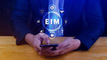 EIM Enterprise information management system, EIM Global Network with Analyzing Technological Data, Efficient Information Management, Network Connection. photo
