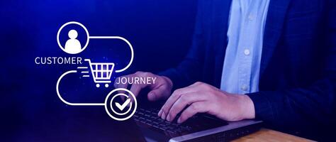 Customer journey concept, marketing and customer behavior analysis, Understanding customer journey to improve their overall customer experience and increase loyalty, Marketing strategic planning. photo