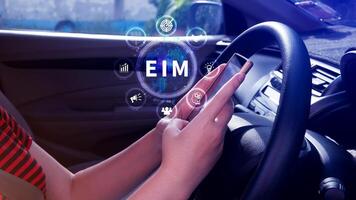 EIM Enterprise information management system, EIM Global Network with Analyzing Technological Data, Efficient Information Management, Network Connection. photo