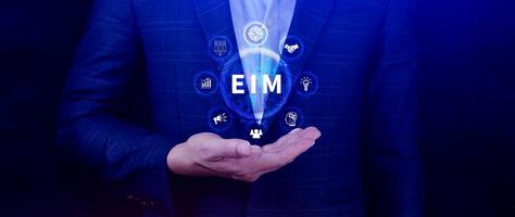 EIM Enterprise information management system, EIM Global Network with Analyzing Technological Data, Efficient Information Management, Network Connection. photo