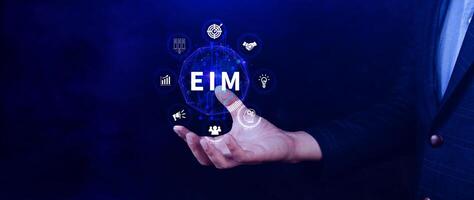 EIM Enterprise information management system, EIM Global Network with Analyzing Technological Data, Efficient Information Management, Network Connection. photo