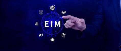 EIM Enterprise information management system, EIM Global Network with Analyzing Technological Data, Efficient Information Management, Network Connection. photo