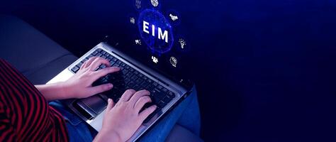 EIM Enterprise information management system, EIM Global Network with Analyzing Technological Data, Efficient Information Management, Network Connection. photo