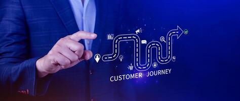 Customer journey concept, marketing and customer behavior analysis, Understanding customer journey to improve their overall customer experience and increase loyalty, Marketing strategic planning. photo
