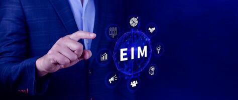 EIM Enterprise information management system, EIM Global Network with Analyzing Technological Data, Efficient Information Management, Network Connection. photo