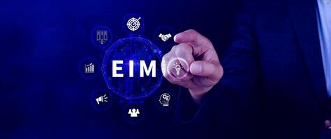 EIM Enterprise information management system, EIM Global Network with Analyzing Technological Data, Efficient Information Management, Network Connection. photo