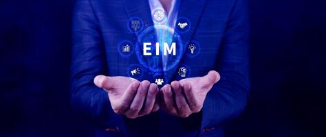 EIM Enterprise information management system, EIM Global Network with Analyzing Technological Data, Efficient Information Management, Network Connection. photo