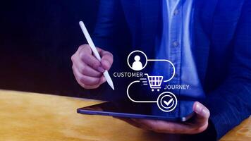 Customer journey concept, marketing and customer behavior analysis, Understanding customer journey to improve their overall customer experience and increase loyalty, Marketing strategic planning. photo