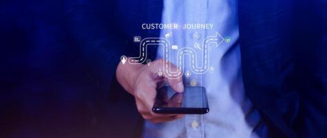 Customer journey concept, marketing and customer behavior analysis, Understanding customer journey to improve their overall customer experience and increase loyalty, Marketing strategic planning. photo
