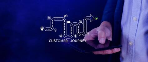 Customer journey concept, marketing and customer behavior analysis, Understanding customer journey to improve their overall customer experience and increase loyalty, Marketing strategic planning. photo