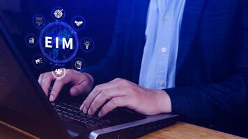 EIM Enterprise information management system, EIM Global Network with Analyzing Technological Data, Efficient Information Management, Network Connection. photo