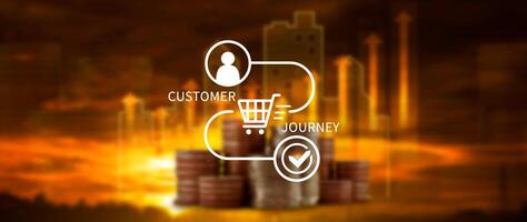 Customer journey concept, marketing and customer behavior analysis, Understanding customer journey to improve their overall customer experience and increase loyalty, Marketing strategic planning. photo