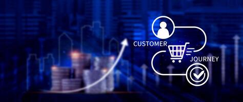 Customer journey concept, marketing and customer behavior analysis, Understanding customer journey to improve their overall customer experience and increase loyalty, Marketing strategic planning. photo
