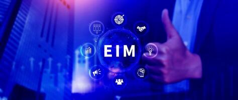 EIM Enterprise information management system, EIM Global Network with Analyzing Technological Data, Efficient Information Management, Network Connection. photo