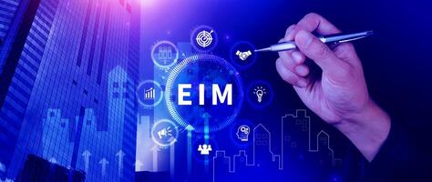 EIM Enterprise information management system, EIM Global Network with Analyzing Technological Data, Efficient Information Management, Network Connection. photo