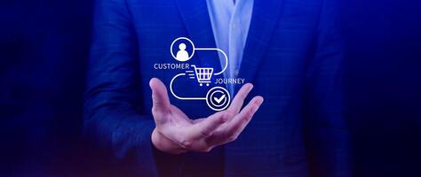 Customer journey concept, marketing and customer behavior analysis, Understanding customer journey to improve their overall customer experience and increase loyalty, Marketing strategic planning. photo