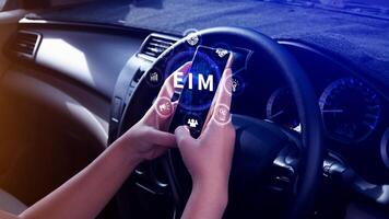 EIM Enterprise information management system, EIM Global Network with Analyzing Technological Data, Efficient Information Management, Network Connection. photo