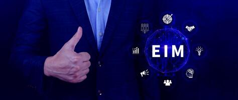 EIM Enterprise information management system, EIM Global Network with Analyzing Technological Data, Efficient Information Management, Network Connection. photo