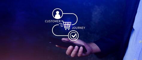 Customer journey concept, marketing and customer behavior analysis, Understanding customer journey to improve their overall customer experience and increase loyalty, Marketing strategic planning. photo