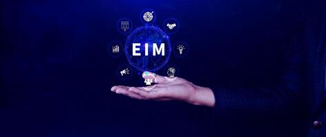 EIM Enterprise information management system, EIM Global Network with Analyzing Technological Data, Efficient Information Management, Network Connection. photo