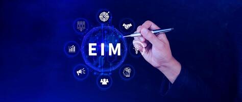 EIM Enterprise information management system, EIM Global Network with Analyzing Technological Data, Efficient Information Management, Network Connection. photo