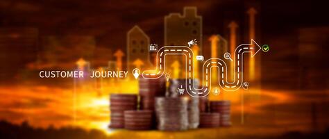 Customer journey concept, marketing and customer behavior analysis, Understanding customer journey to improve their overall customer experience and increase loyalty, Marketing strategic planning. photo