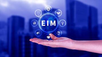 EIM Enterprise information management system, EIM Global Network with Analyzing Technological Data, Efficient Information Management, Network Connection. photo