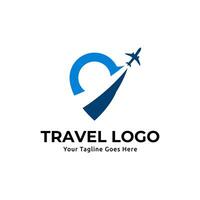 Travel logo template with airplane vector