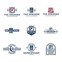 The speaker logo set, including a microphone, speaker, microphone, and microphone vector
