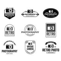 Retro photography badges and labels set vector