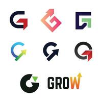 A set of different logos for grow vector