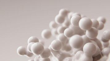 Abstract 3D render animation slow motion moving milky white milk orbs matte animated background metaballs blobs particles bubbles morphing flying molecules wallpaper medical presentation backdrop video