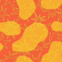 Seamless pattern with bright stars in flat style. Hand drawn illustration. vector
