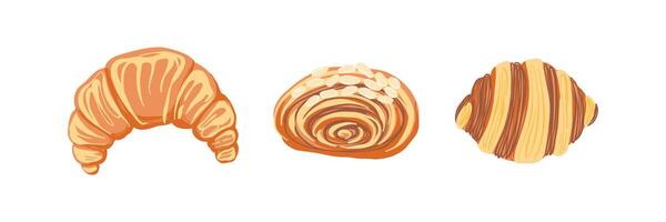 Set of hand drawn croissant. Food, sweets, pastries. illustration in flat style. vector