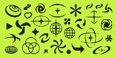 Y2K pixel style asset. 8 bit abstract shapes vector