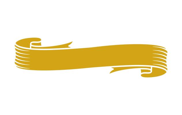 Curled Golden Vintage Style Ribbon Illustration