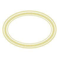 Golden Leaves Laurel Wreath Oval Frame Border vector