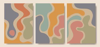 Set of groovy geometric abstract poster background. vector