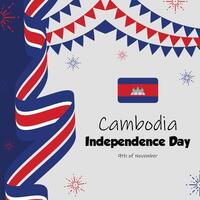 Cambodia independence day background with flag and bunting vector