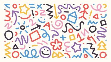 Background With Childish Doodle Illustrations vector