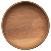 Top view of empty wooden bowl isolated on background. Clean plate cut out. png