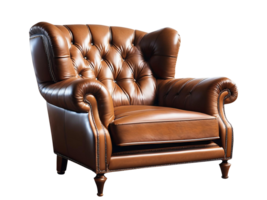 Close-Up Depiction of a High-End Leather Armchair in a Luxurious Setting png