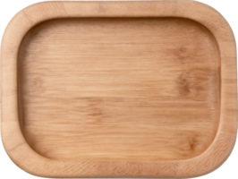 Top view of empty wooden tray isolated on background. png