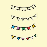 Set of carnival garland with flags. vector
