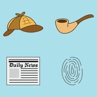Set of detective element icon vector