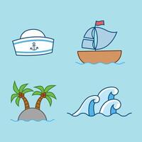 Set of Nautical symbols element vector