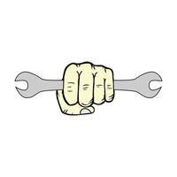 Hand holding a wrench vector