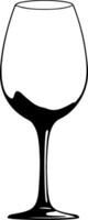 A wine glass with a black outline vector